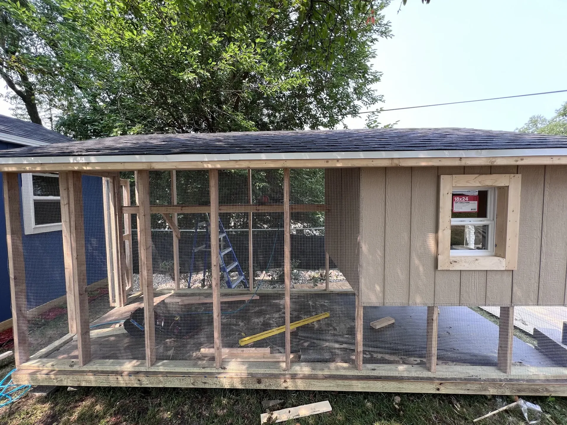 Exterior of coop under construction