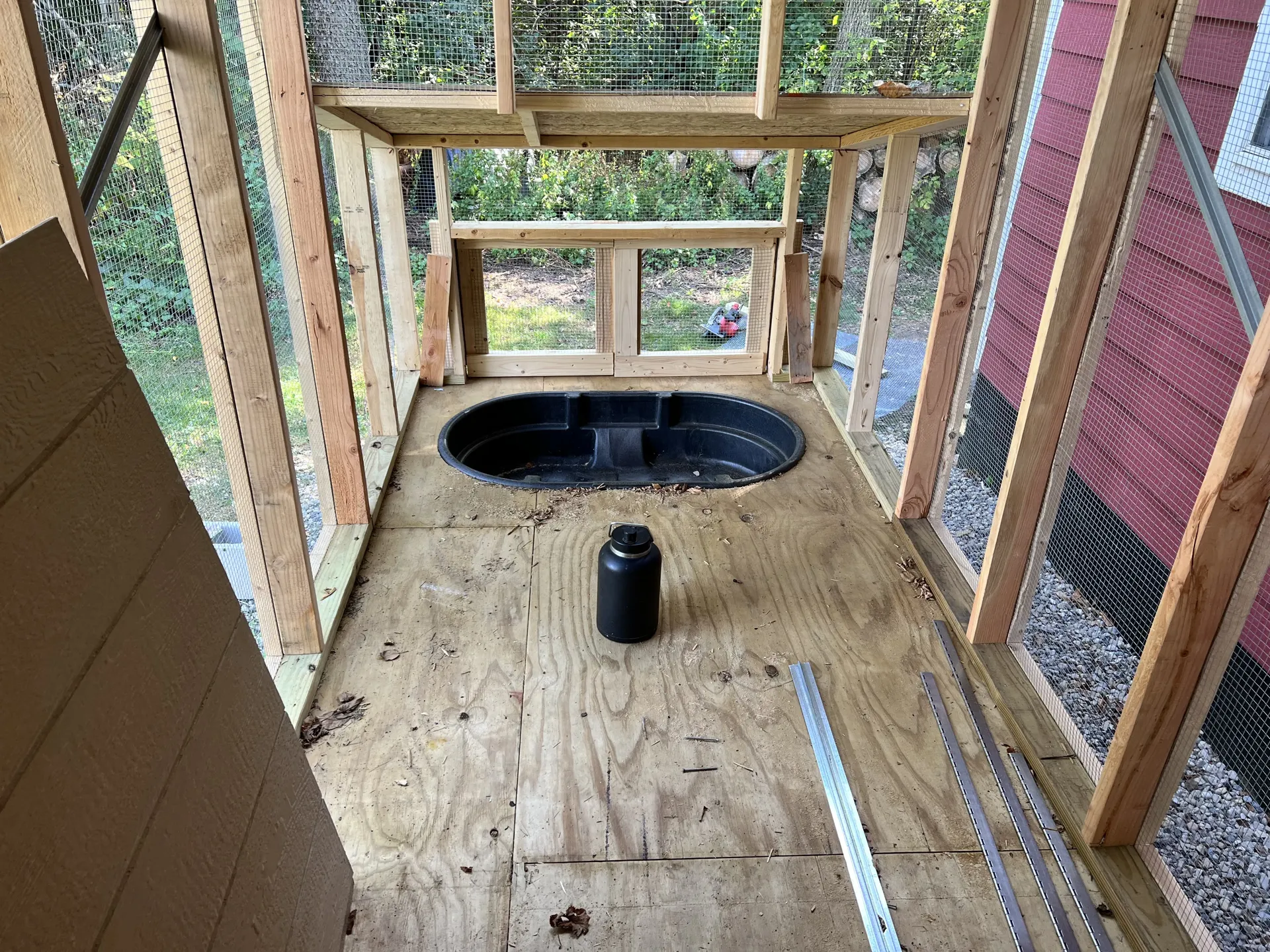 Interior duck bath installed